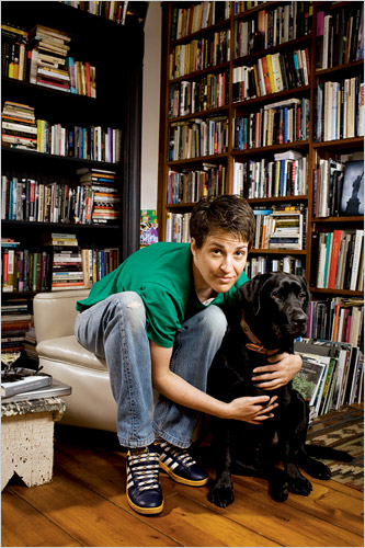 Photo of Rachel Maddow with her dog.